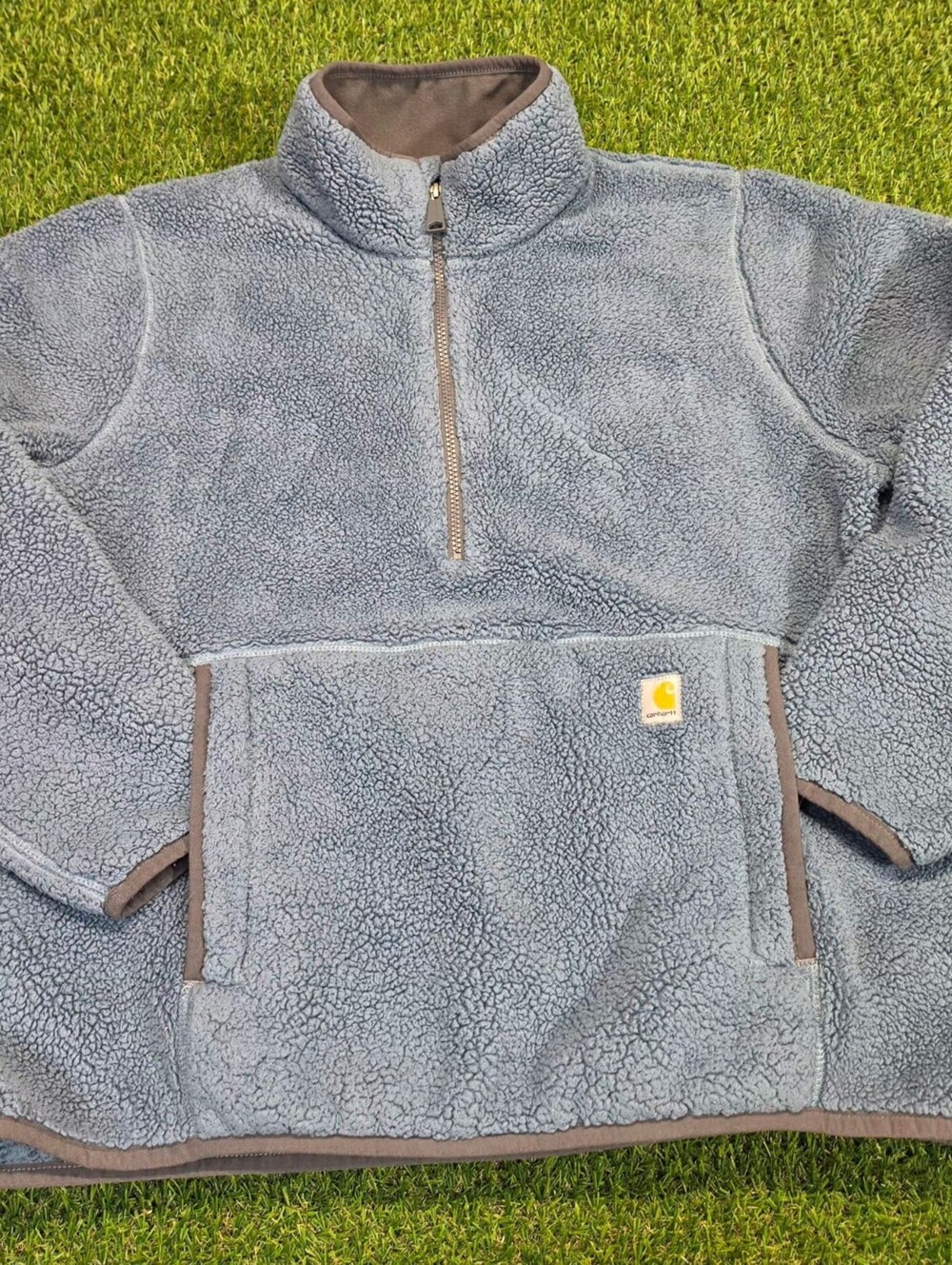 Carhartt Loose Fit Large (12-14) Gray Fleece Pullover Jacket